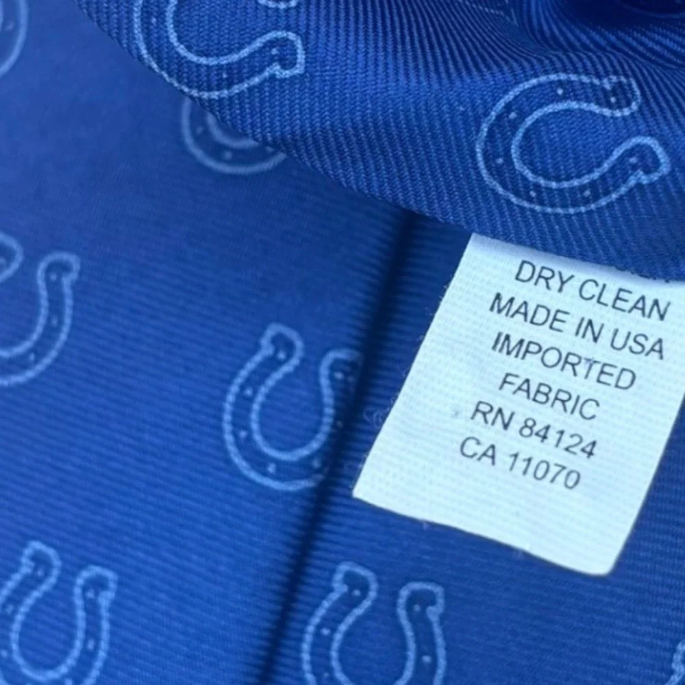NFL Indianapolis Colts Ralph Marlin Blue Tonal Horseshoe Logo Mens Silk Tie 2005